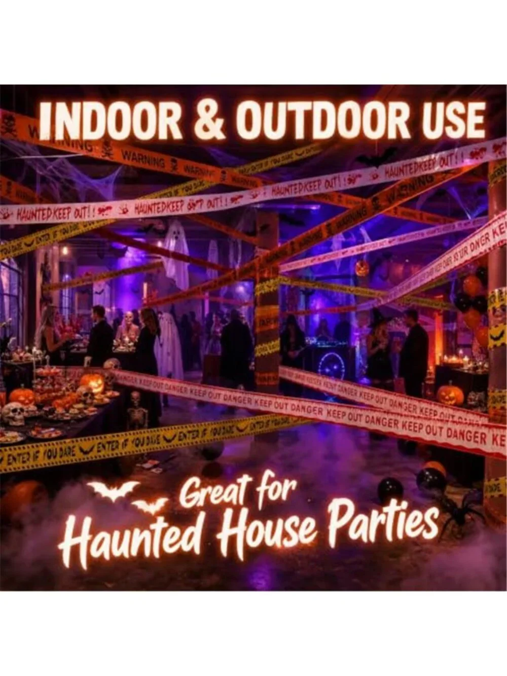 Halloween Decoration Caution Tape 3inx328ft for Indoor and Outdoor(4Pcs)